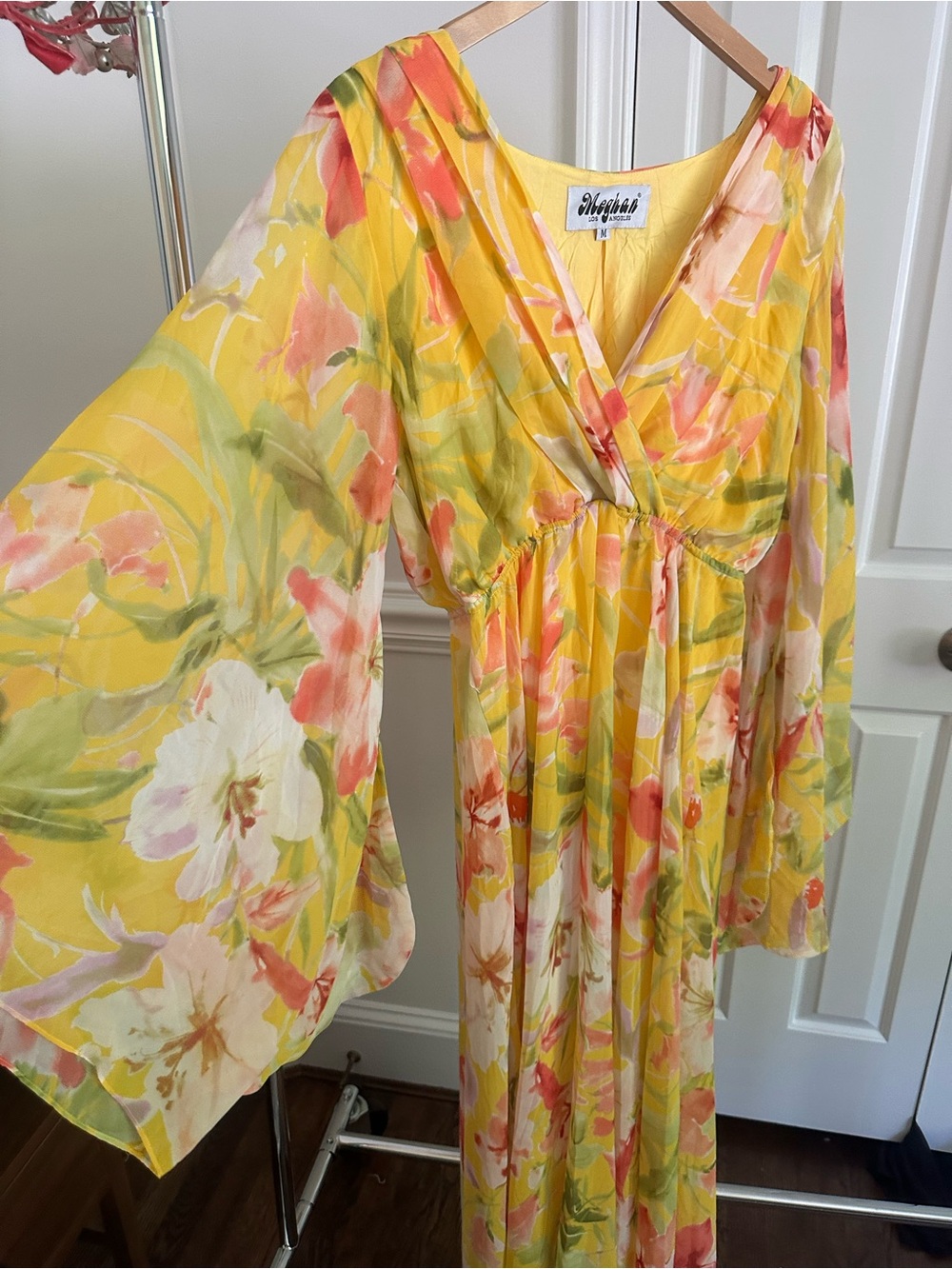 Meghan LA Yellow Floral Long Sleeve Maxi Dress